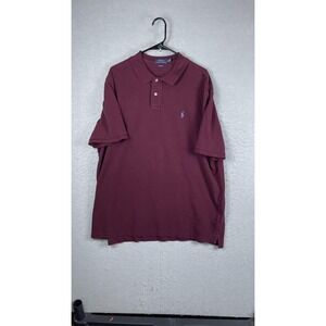 Polo Ralph Lauren Polo Shirt Mens 2XL Red Pique Classic Fit Pony Golf Casual‎